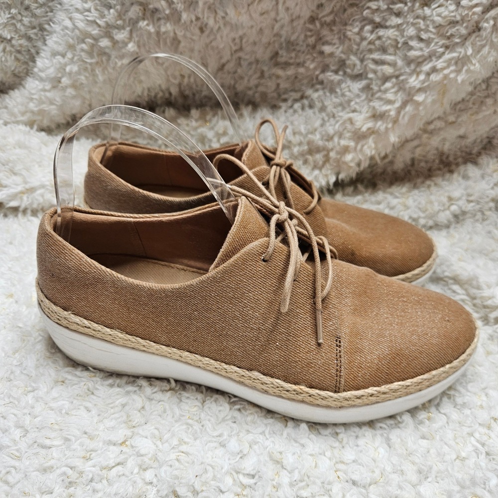 Fitflop Superdry Laceup Sneakers Shimmer Canvas sz 8